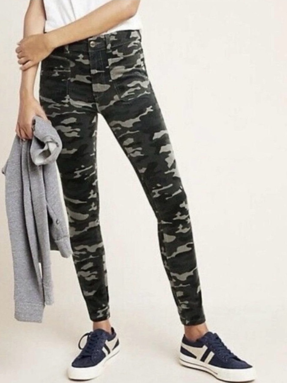 Anthropologie Pilcro and the Letterpress High-Rise Skinny Camo Corduroy Pants